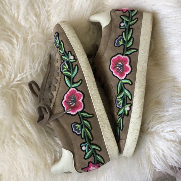 ASH Gull floral embroidered suede sneakers - Picture 13 of 13